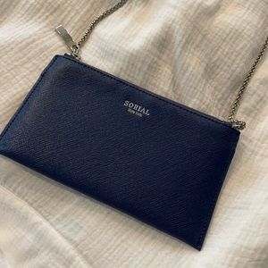 Blue crossbody vegan leather purse